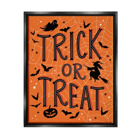 Stupell Industries Trick Or Treat Spider Web Framed Floater Canvas Wall Art
